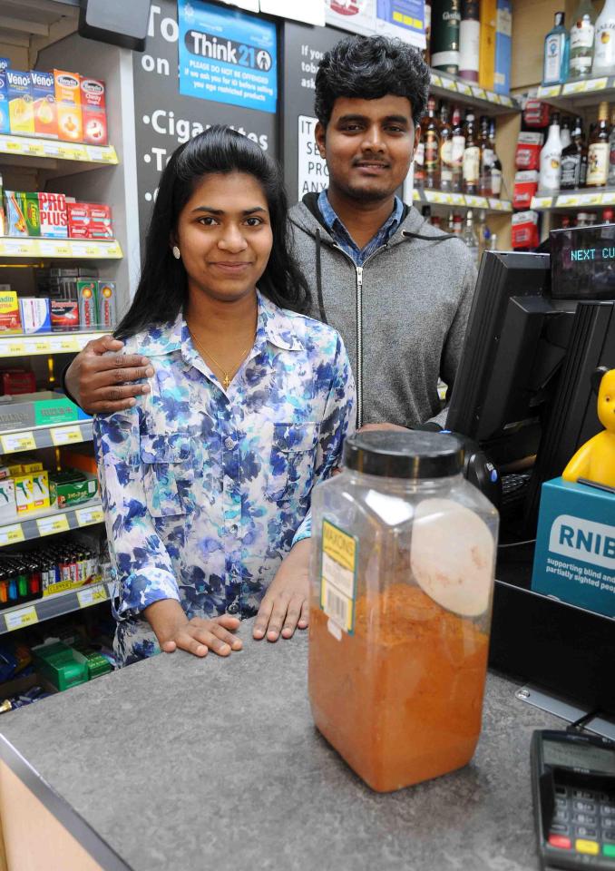  The couple fought off the knifeman from their local shop