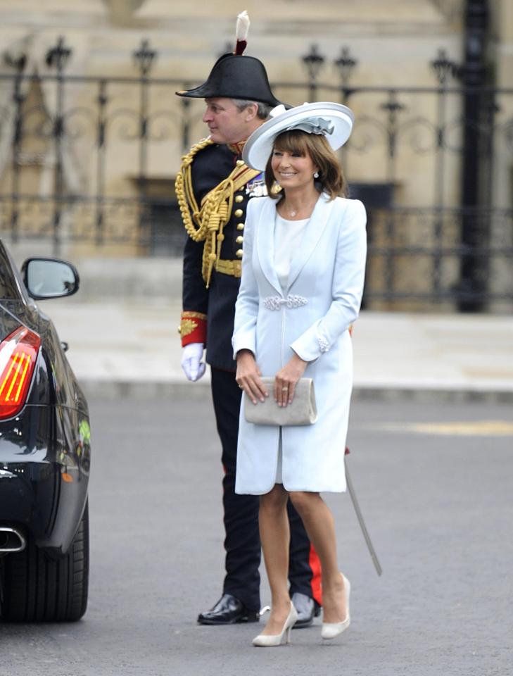  Carole wore a sky blue Catherine Walker outfit to the royal wedding