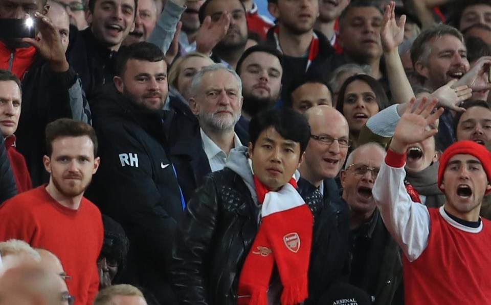 Jeremy Corbyn was in the crowd for Arsenals game against Atletico Madrid