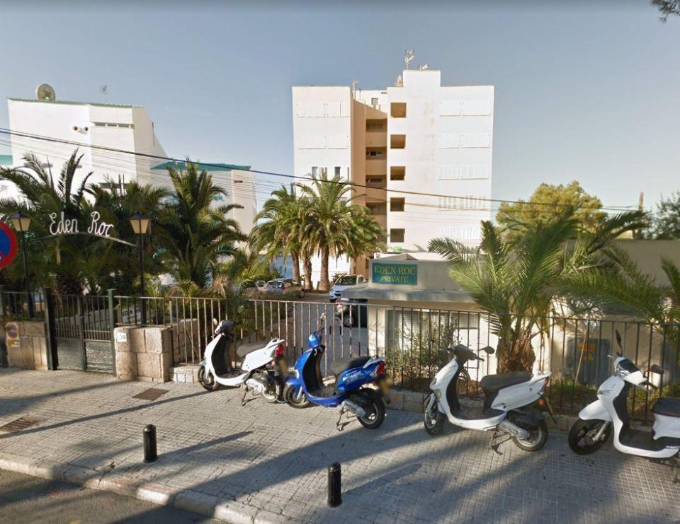 The apartment block is a short walk from notorious Punta Ballena Street where thousands of Brits flock every summer to party