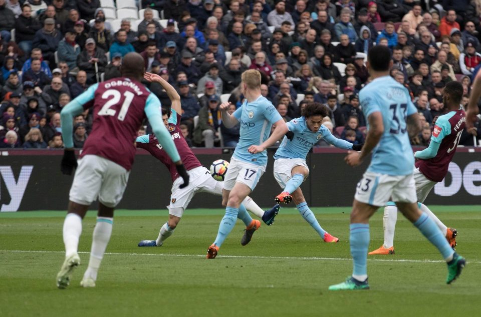 Leroy Sanes deflected strike gave Man City an early lead over West Ham