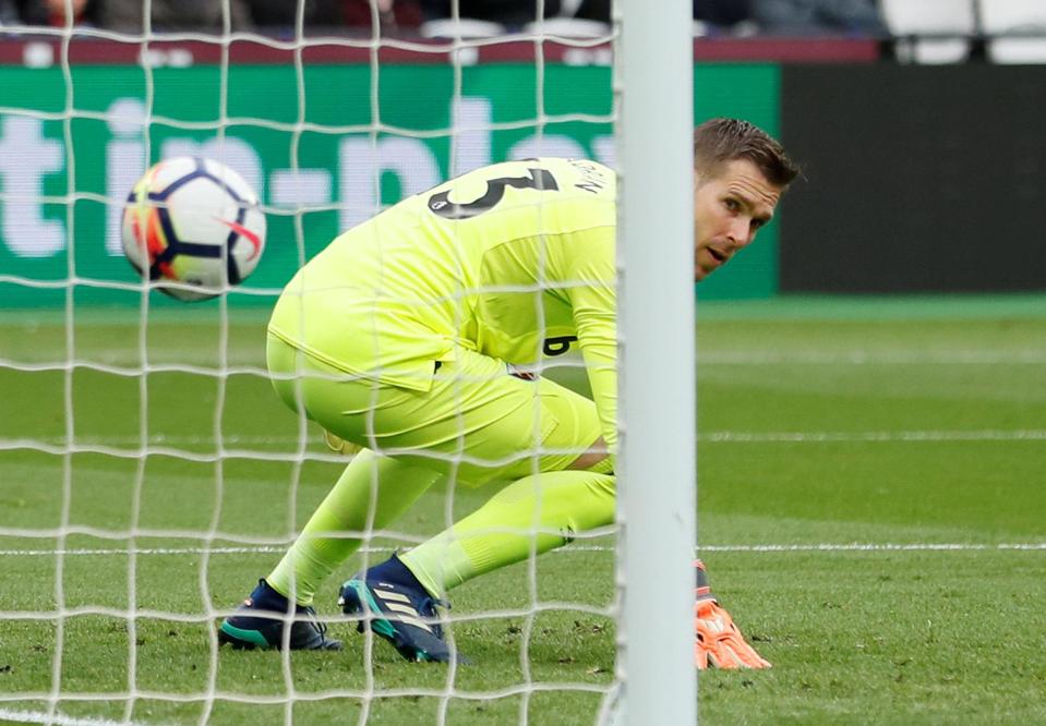 Adrian endured a tricky game against Man City, shipping four goals