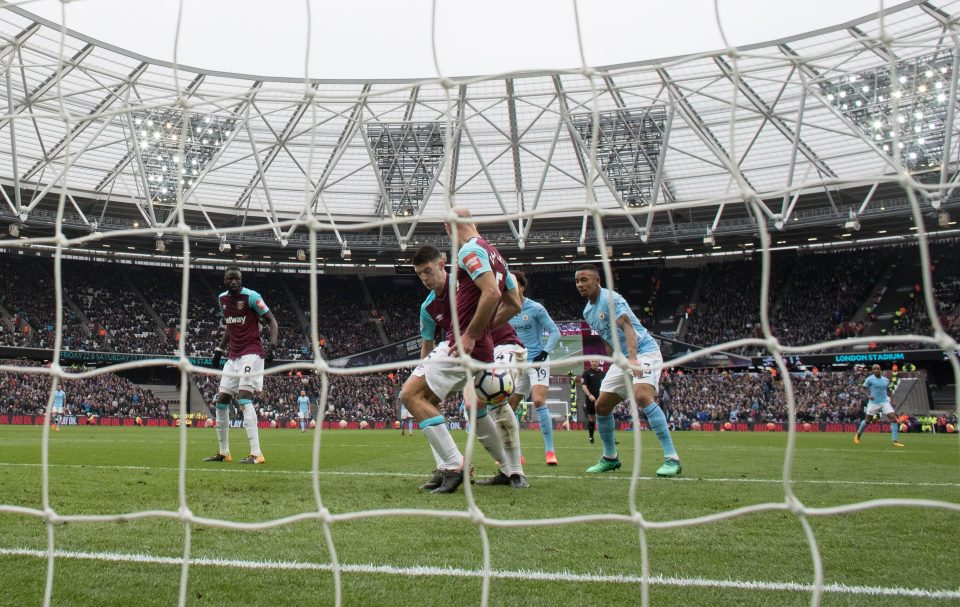 Declan Rice and Pablo Zabaleta clashed as they combined to score a calamitous own goal to double Man City's lead