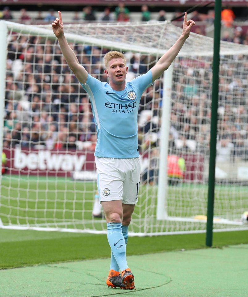 Kevin De Bruyne looked thrilled as Man City stormed to a 2-0 lead