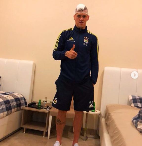 Proving he is still a hardman in Turkey, Martin Skrtel gives the thumbs up from hospital