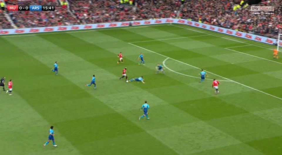  In the 15th minute the Swiss midfielder slid in on Paul Pogba, missing badly