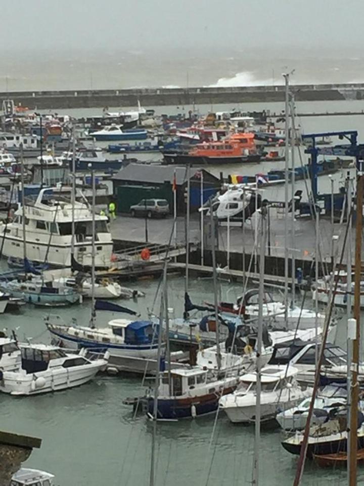  Rescue crews rushed to Ramsgate pier this morning after the three people got into trouble