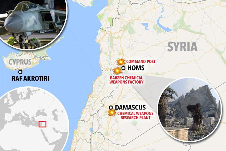  Chemical weapons research and storage plans in Damascus and Homs were flattened overnight