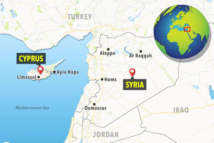 Syria is just 72 miles from the popular holiday destination of Cyprus 