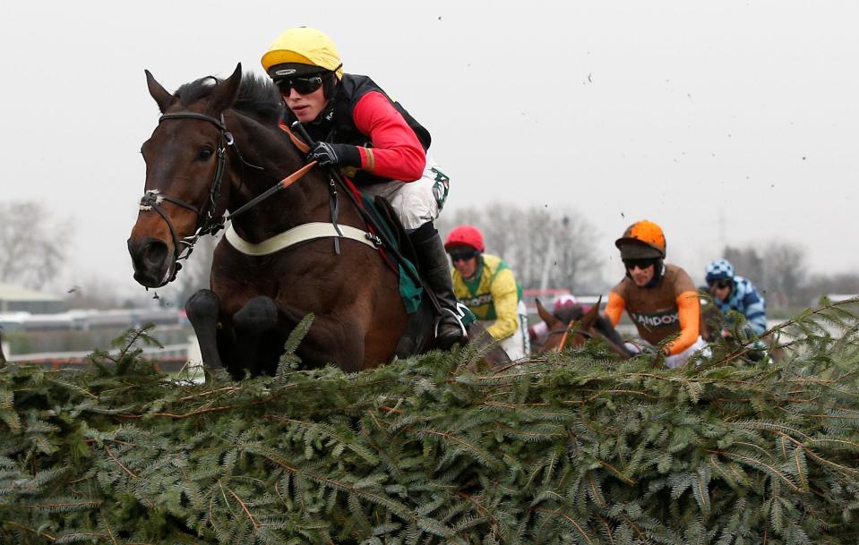  Ultragold jumps the last to win the Topham Chase for Harry Cobden and Colin Tizzard