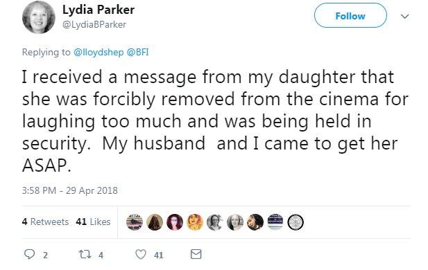  Her mother Lydia said her daughter was "forcibly removed" from the screening