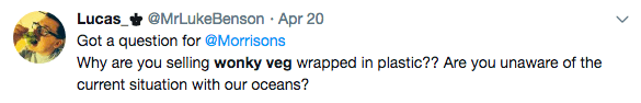 Lucas Benson questioned how aware Morrisons are of the amount of plastic in our oceans