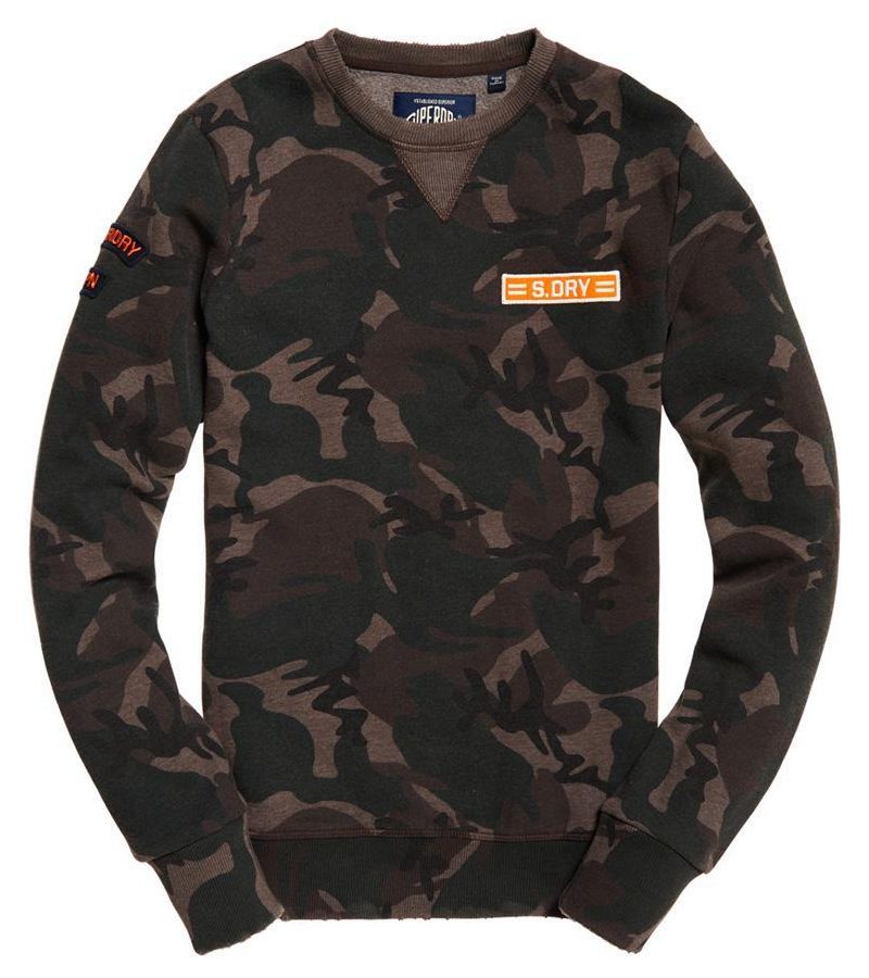  Crew neck sweatshirt with Superdry badges on the chest and sleeve