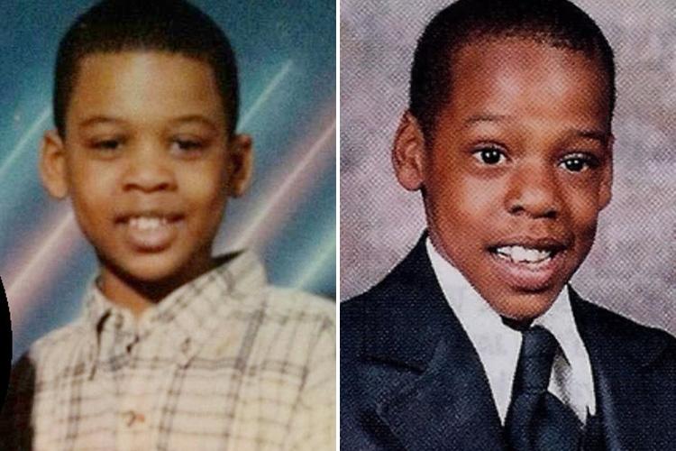  Rymir aged seven, and right, his alleged dad Jay Z as a 12-year-old schoolboy