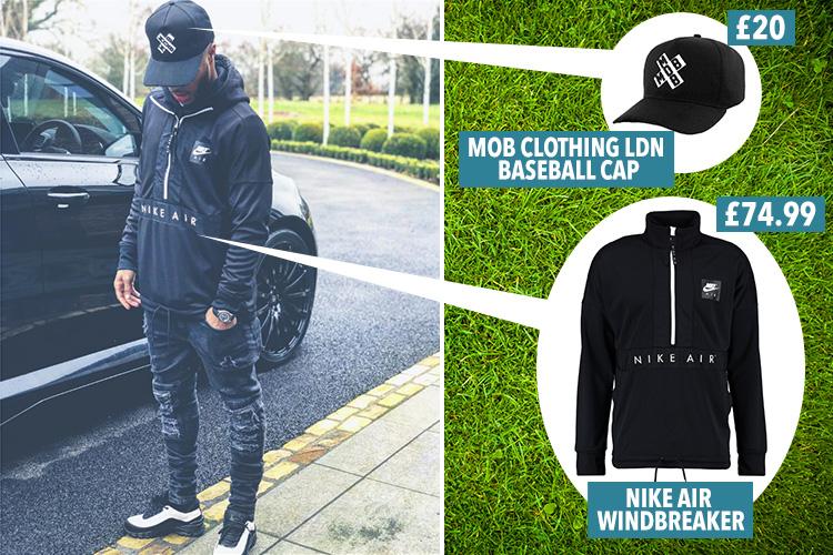  Raheem Sterling wearing his Nike Air windbreaker which costs £74.99