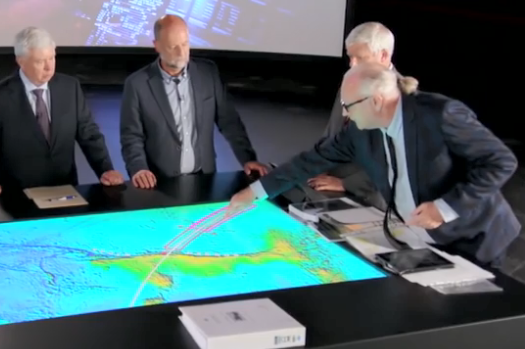  Capt. Hardy points to where he believes the MH370 went down in the Indian Ocean