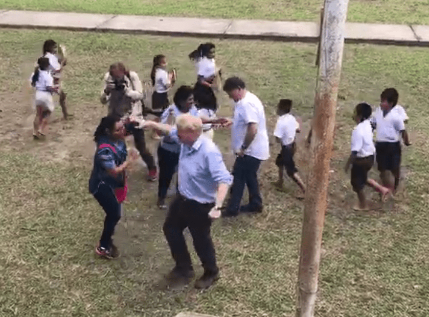  The Foreign secretary was dragged out for a dance too with school kids