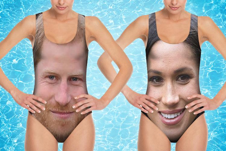 Make a splash with these themed swimming costumes of Prince Harry and Meghan Markle’s faces