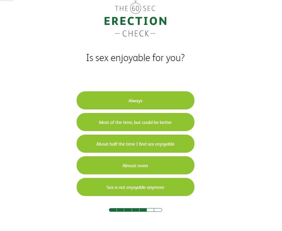 The test also asks intimate questions about how your erections affect your love life