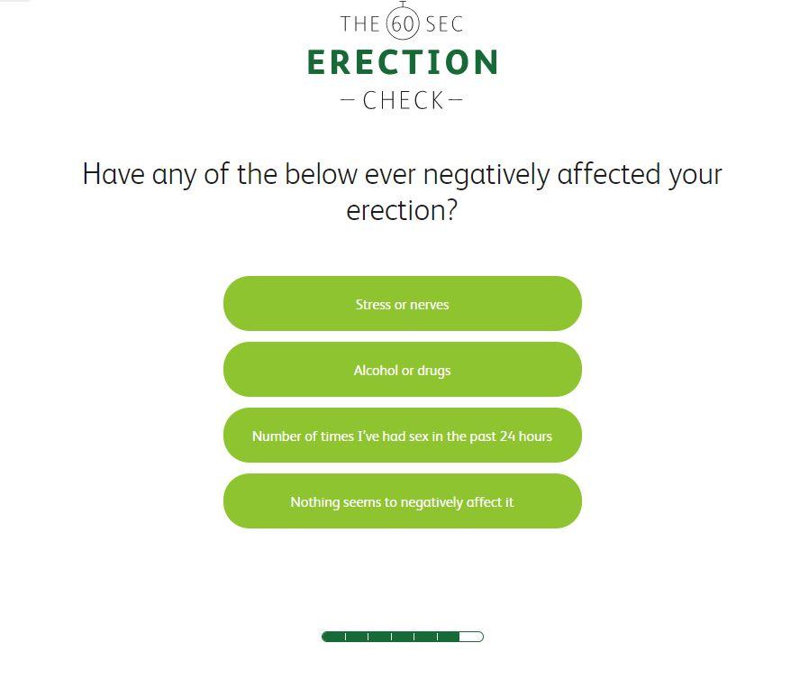 The quiz asks if there are any other factors that influence your ability to get an erection