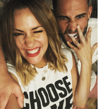  The pair are celebrating their engagement after just three months of dating