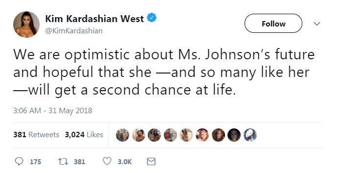  She said that they were 'optimistic' about Ms Johnson's future