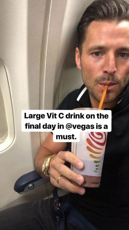  Mark uploaded a picture of him replenishing himself with some well-needed 'Vit C' after his brother's stag do in Vegas