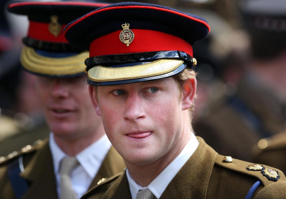  Prince Harry as a Household Cavalry officer pictured at a memorial in Edinburgh to troops who fell during his tour of Afghanistan