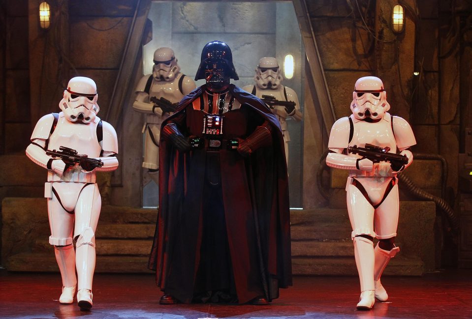  Darth Vader and Stormtrooper characters promoting Star Wars : The Force Awakens in Paris in 2015