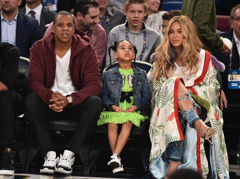  Jay-Z with wife Beyonce and their daughter Blue