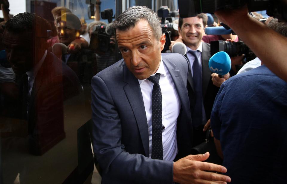  Jorge Mendes arrives at a Madrid court for the trial of his client Rademel Falcao