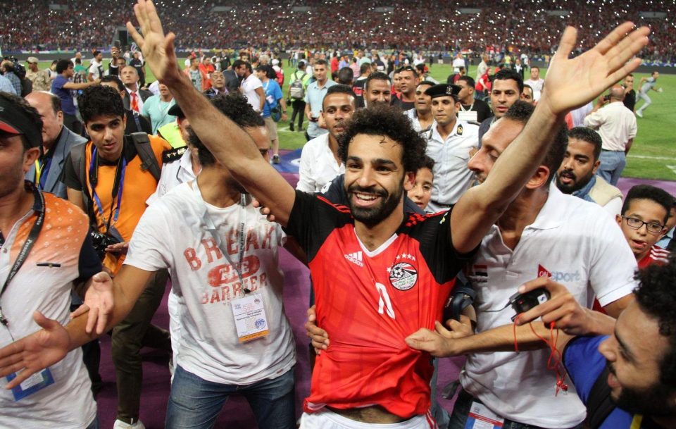  Mo Salah celebrates beating Congo in qualifying with joyous fans