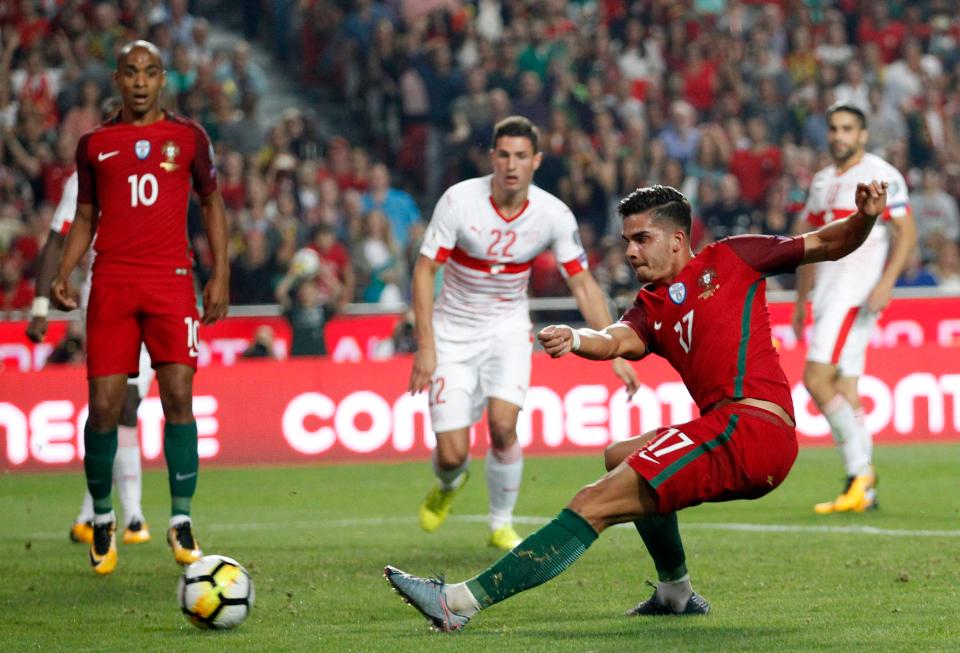  Portugal's Andre Silva, scores against Switzerland in qualification