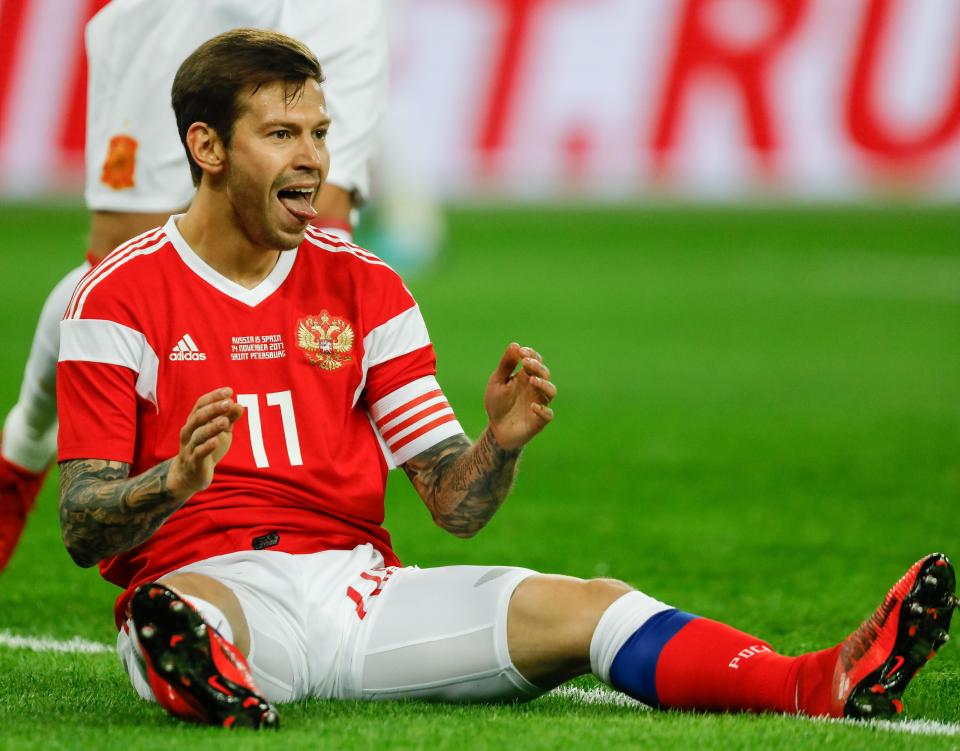  Fyodor Smolov of Russia during World Cup hosts' friendly with Spain last year