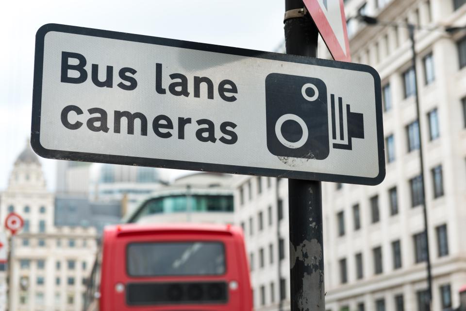  Bus lane cameras often have a sign to remind drivers