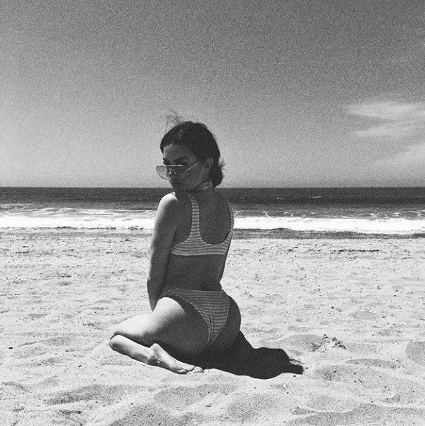  Amber clearly loves the beach in this playful, arty shot posted on Instagram