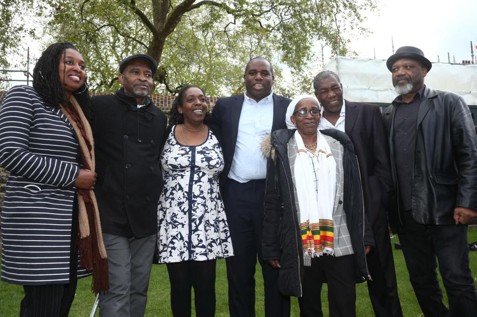  Labour MP David Lammy (centre) with members of the Windrush generation