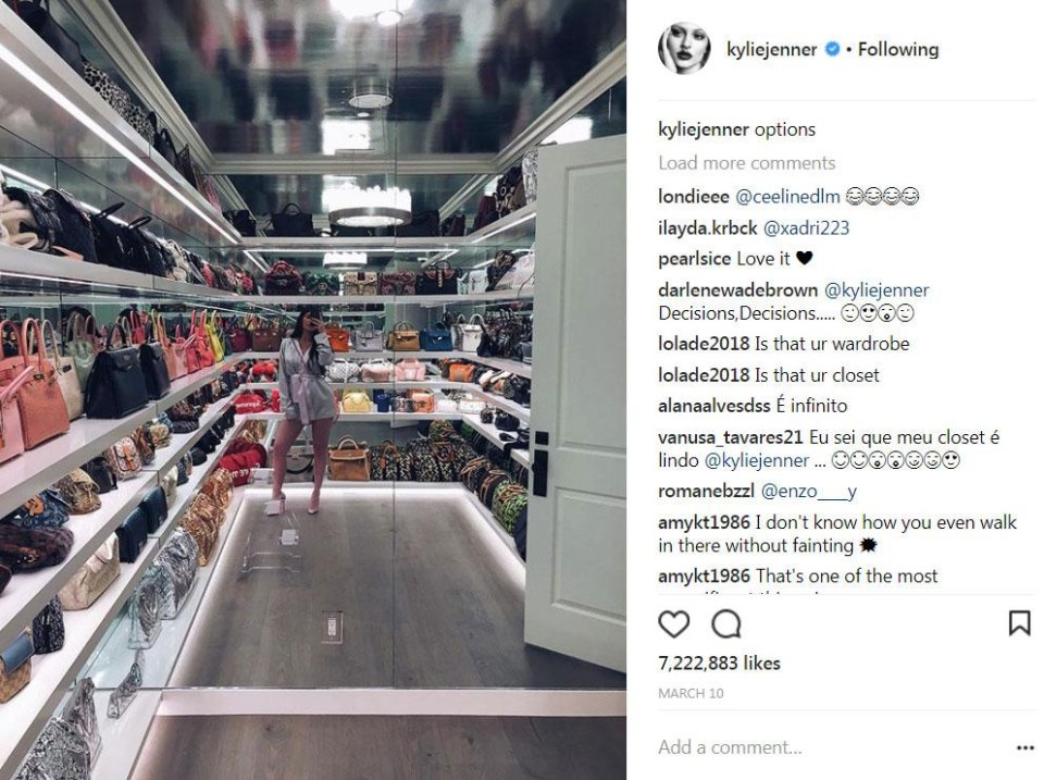 Kylie Jenner makes her 107 million Instagram followers envious with this walk-in wardrobe snap