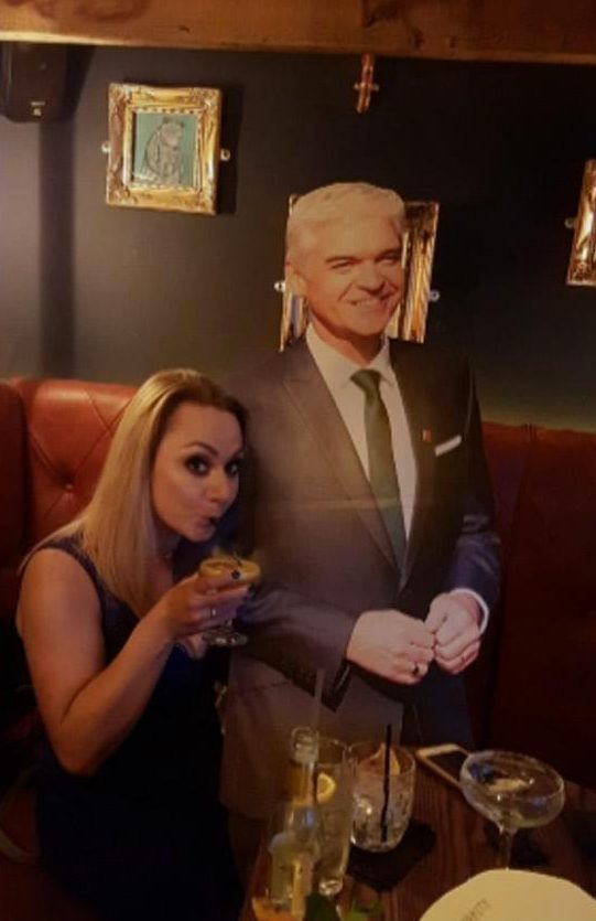 Siobhan brought a cardboard cut-out of Phil on her night out 