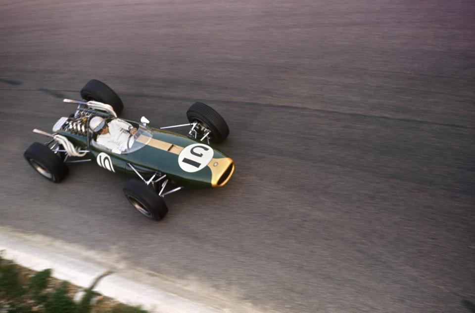  Jack Brabham racing in the historic BT19 during the title-winning 1966 season