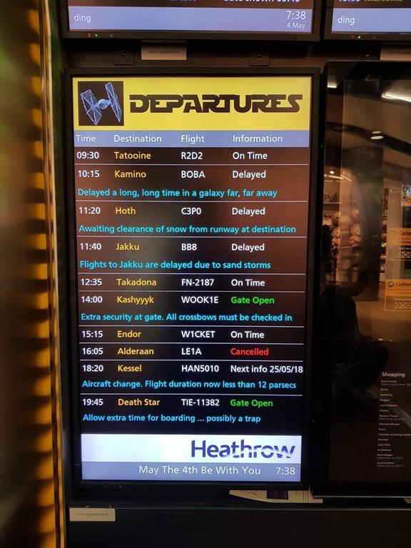  Passengers heading on holiday from Heathrow today were greeted by a rather unusual departures board