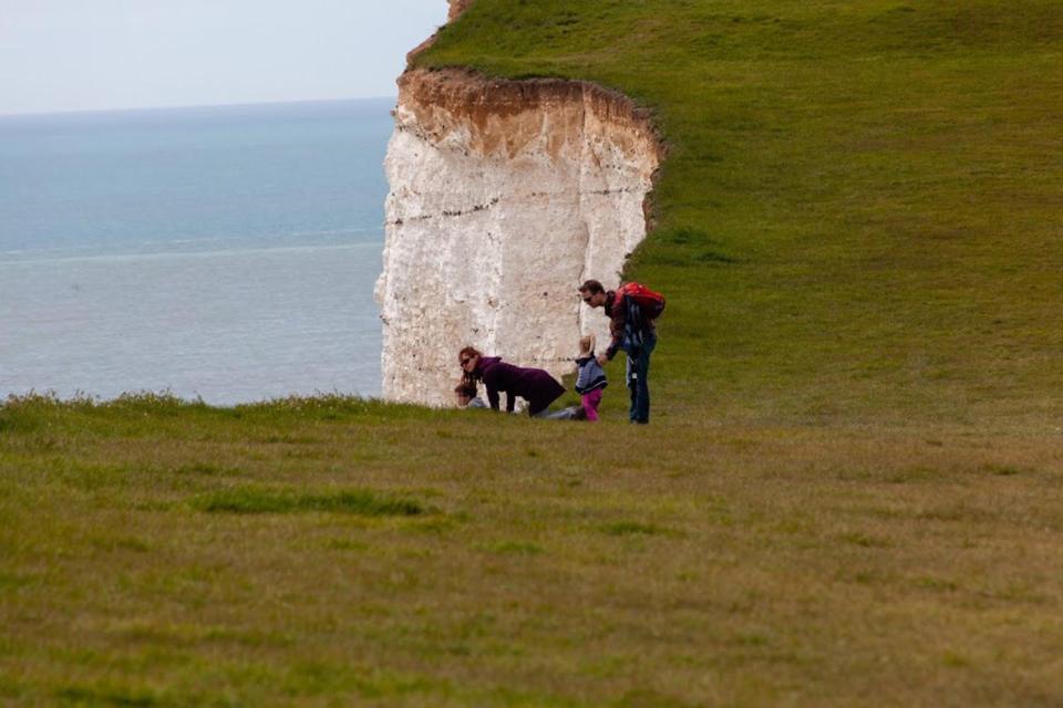  The four were pictured at the cliffs yesterday