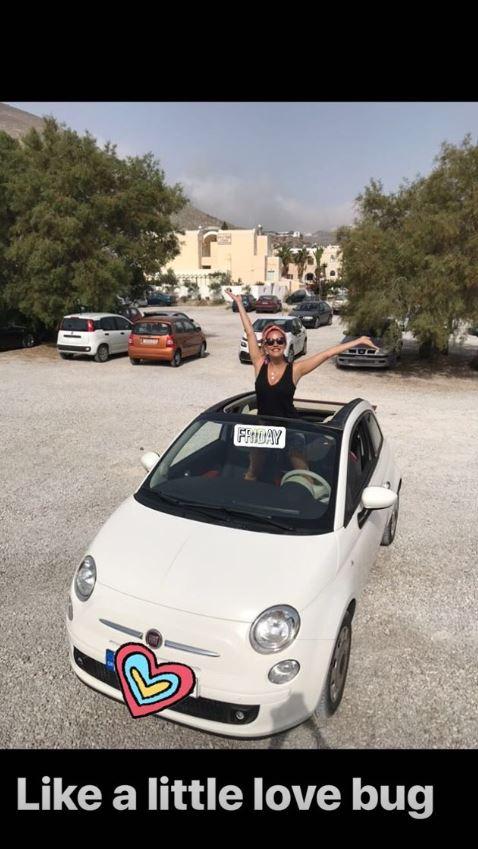  They rented a white Fiat to whizz around the island in