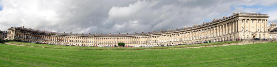  Grand . . . Bath is famous for its Royal Crescent - pictured - the Roman Spa and Jane Austen