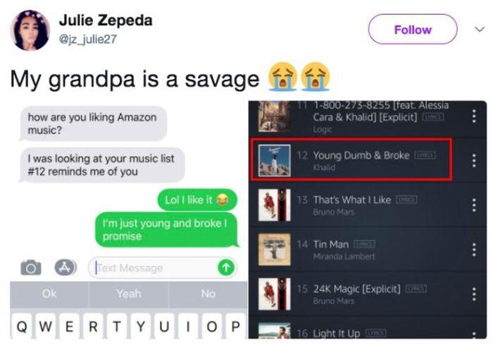 This granddad decided to use music to troll his granddaughter