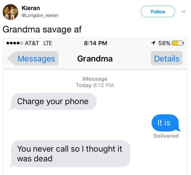 This grandma is clearly getting tired of radio silence from her grandson