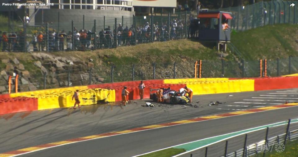  Pietro Fittipaldi was lifted out of his car