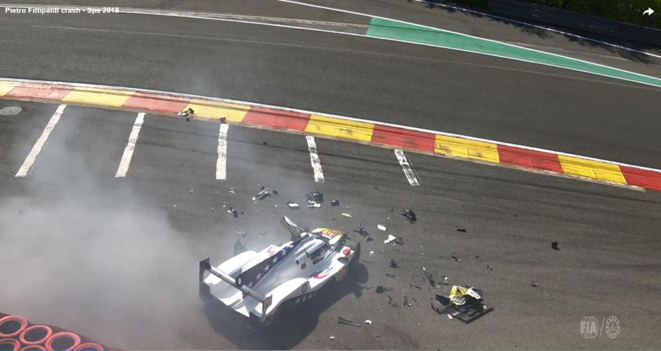  Pietro Fittipaldi slammed straight into the barriers at Spa