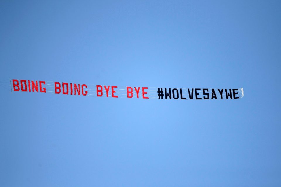  Wolves fans looked to dampen the mood at the Hawthorns after sending a banner above the ground during West Brom's clash with Tottenham