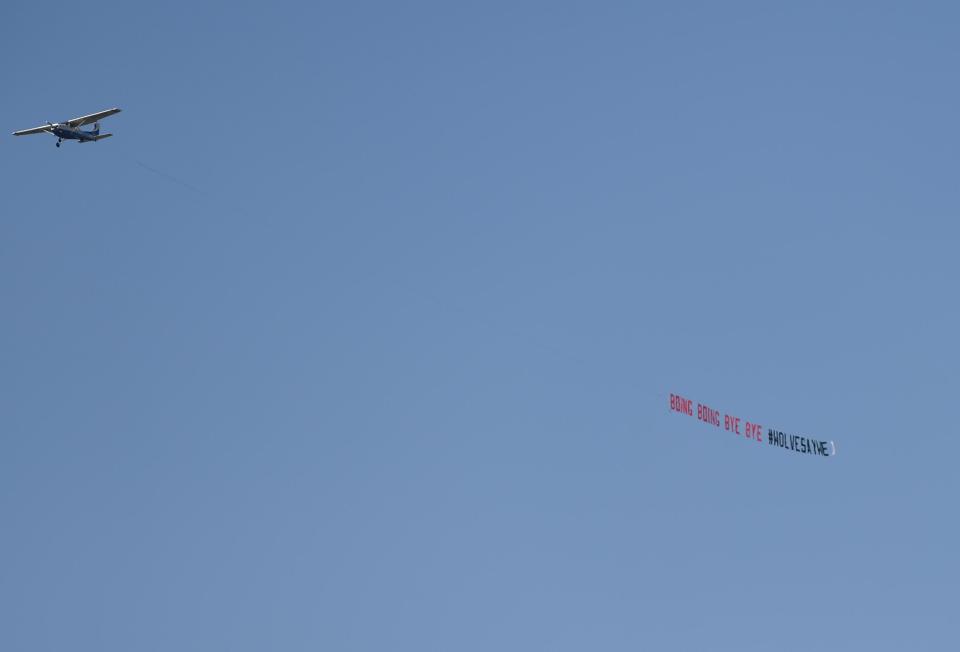  Wolevs fans donated over £1000 to hire out the aircraft as they looked to dampen the mood at the Hawthorns